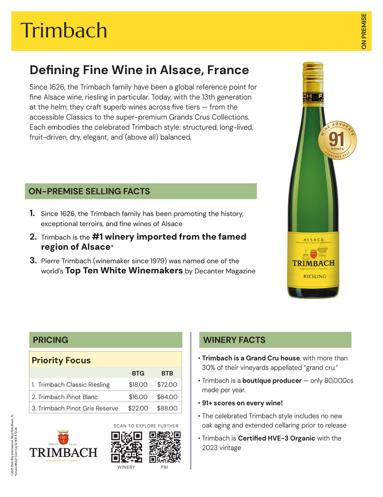 Trimbach Fact Sheet: On Premise