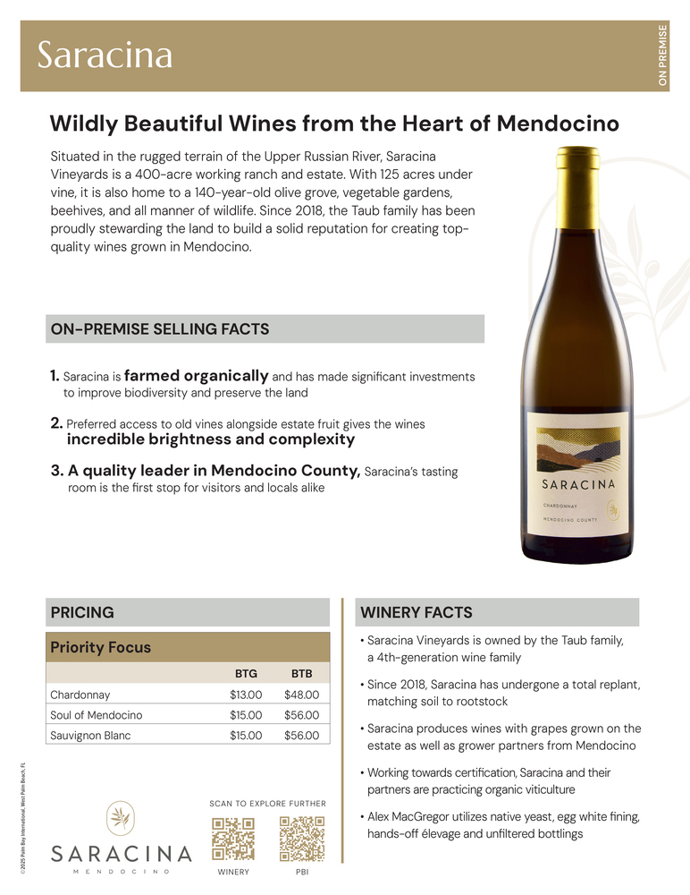 Saracina Fact Sheet: On Premise