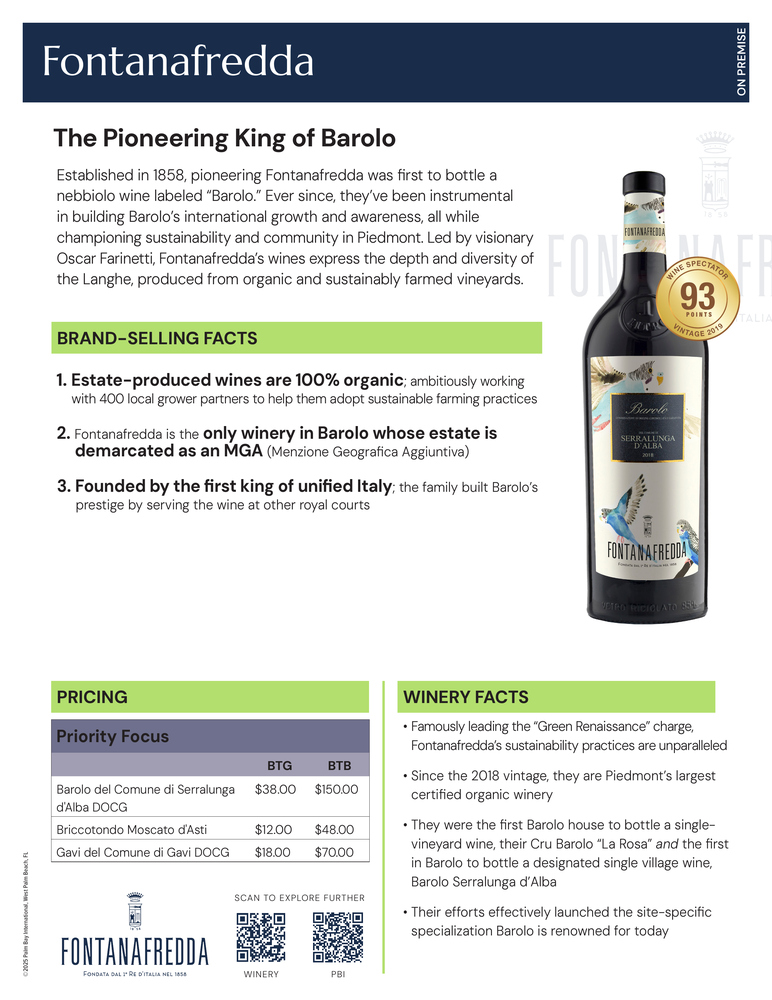 Fontanafredda Fact Sheet: On Premise