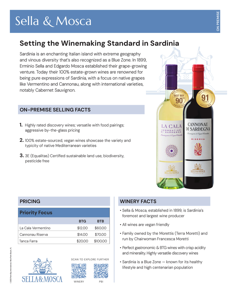 Sella & Mosca Fact Sheet: On Premise