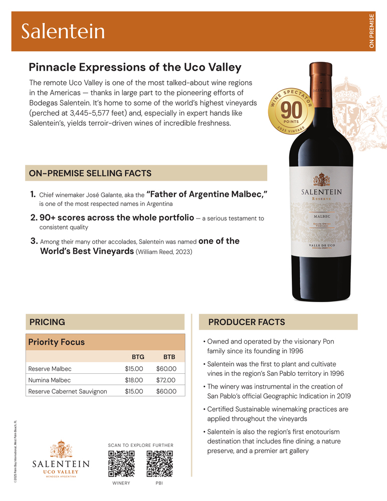 Salentein Fact Sheet: On Premise