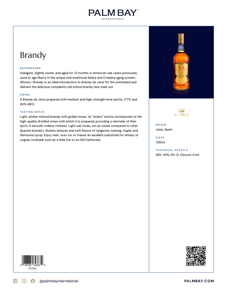 Alfonso I Brandy - Tech Sheet