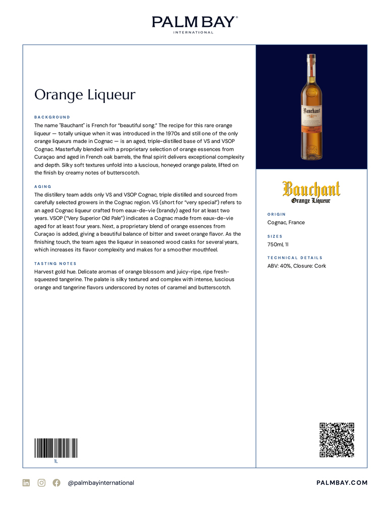 Bauchant Orange Liqueur Orange Liqueur - Tech Sheet