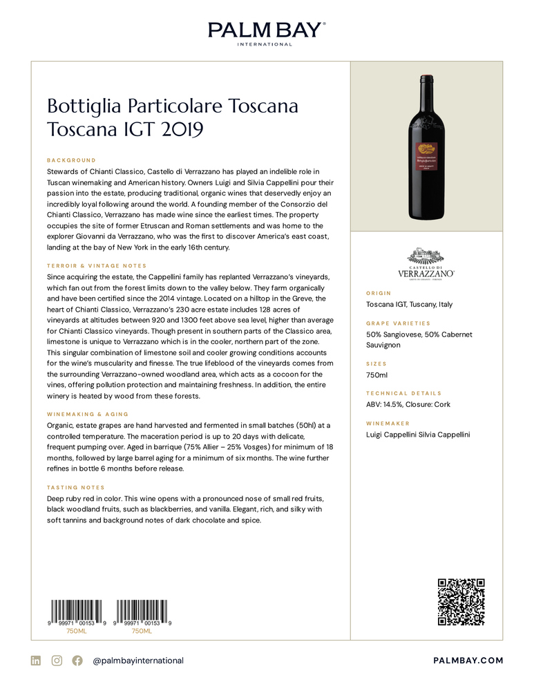 Castello di Verrazzano Bottiglia Particolare Toscana Toscana IGT 2019 - Tech Sheet