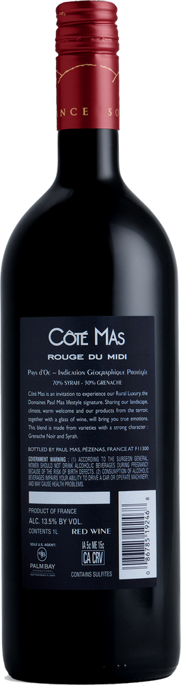 Côté Mas Syrah Grenache Pays d'OC IGP 2024 - Back Image