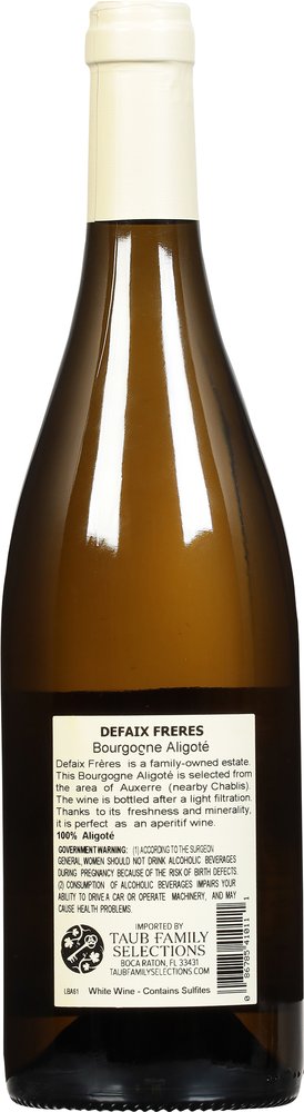 Domaine Fernand et Laurent Pillot Bourgogne Aligoté Blanc 2018 - Back Image