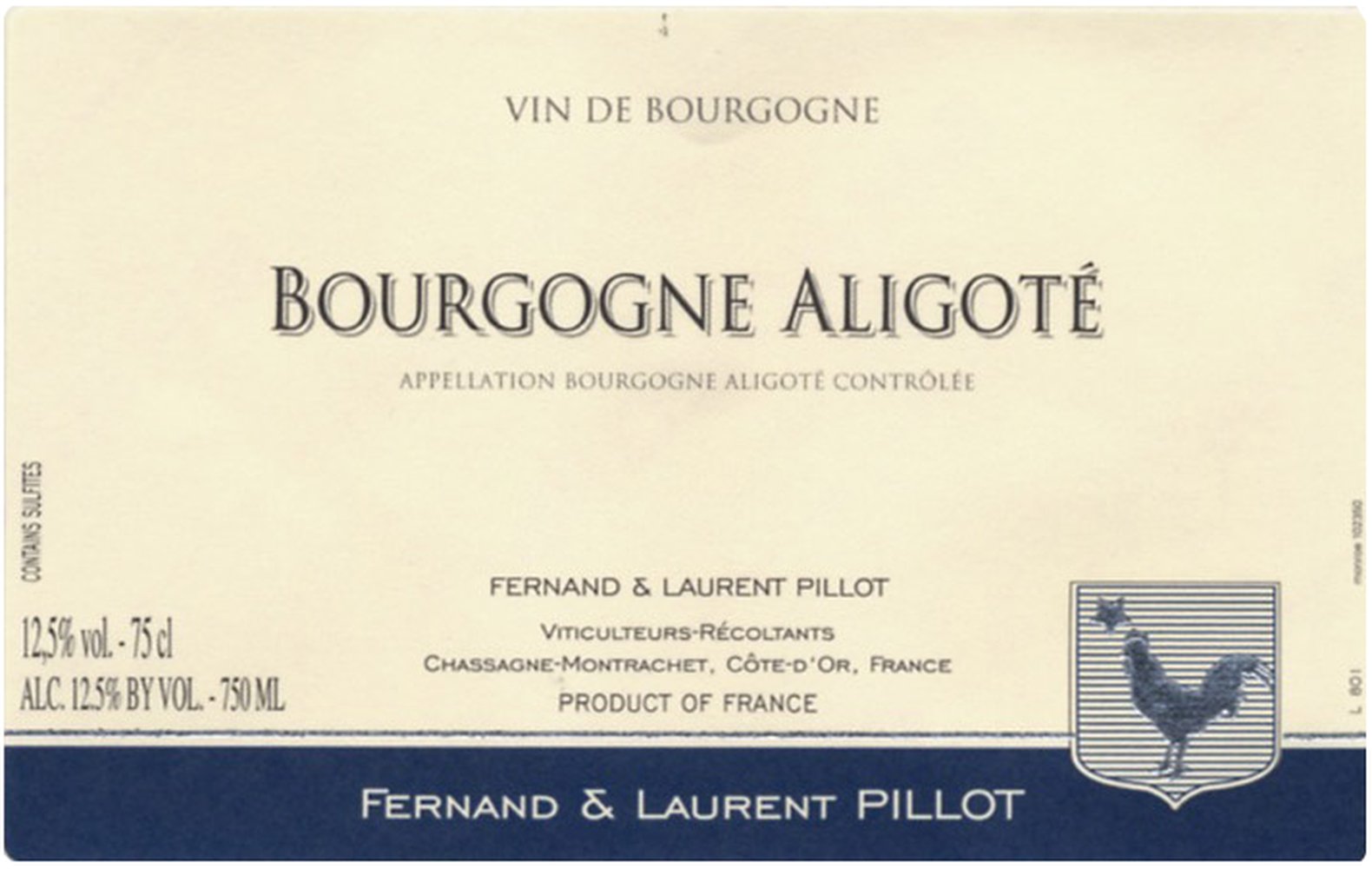 Domaine Fernand et Laurent Pillot Bourgogne Aligoté Blanc 2022 - Front Label