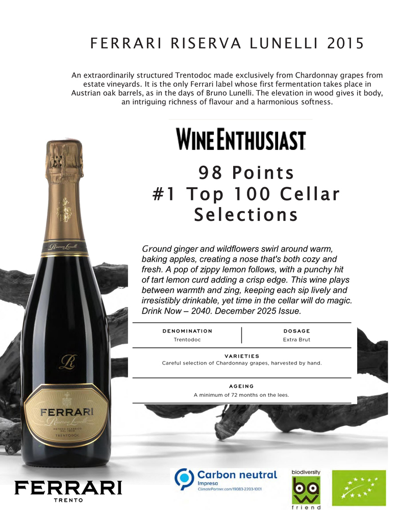 Ferrari 2015 Lunelli Riserva Extra Brut - #1 WE Cellar Selection - 98 Points