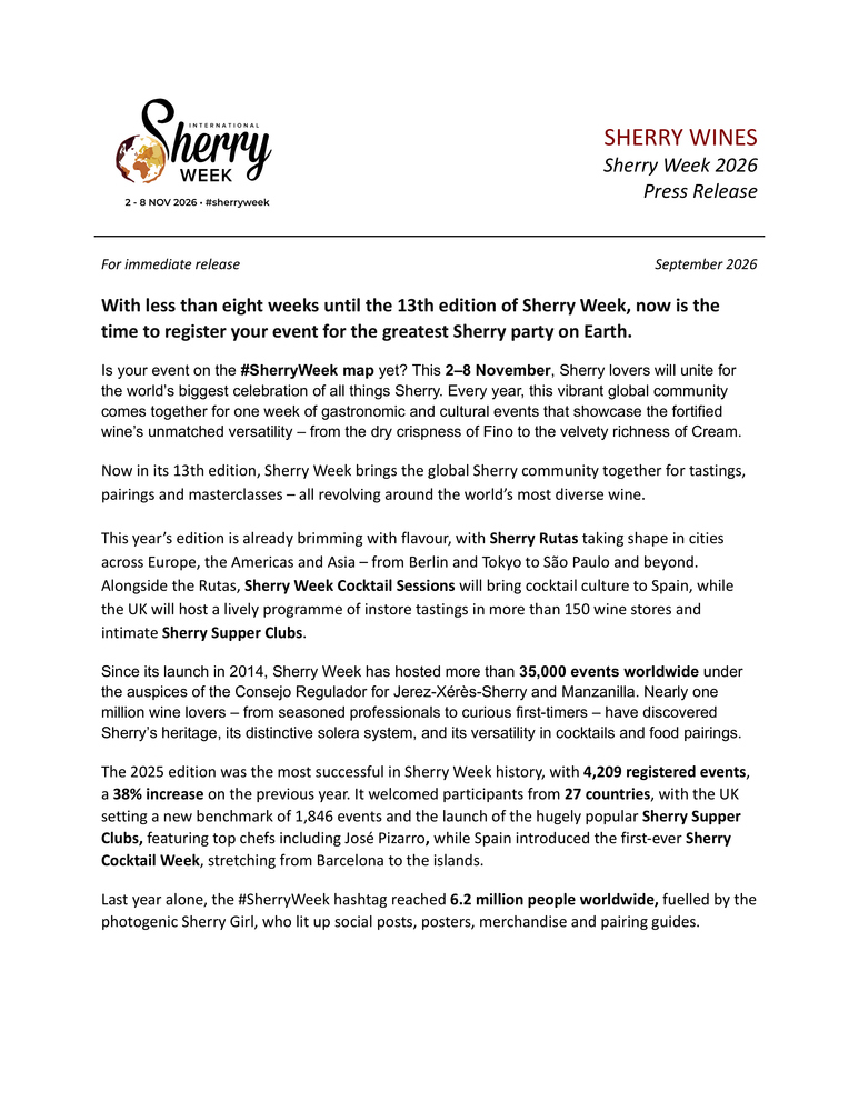 Internarional Sherry Week Press Release - September 2026.pdf