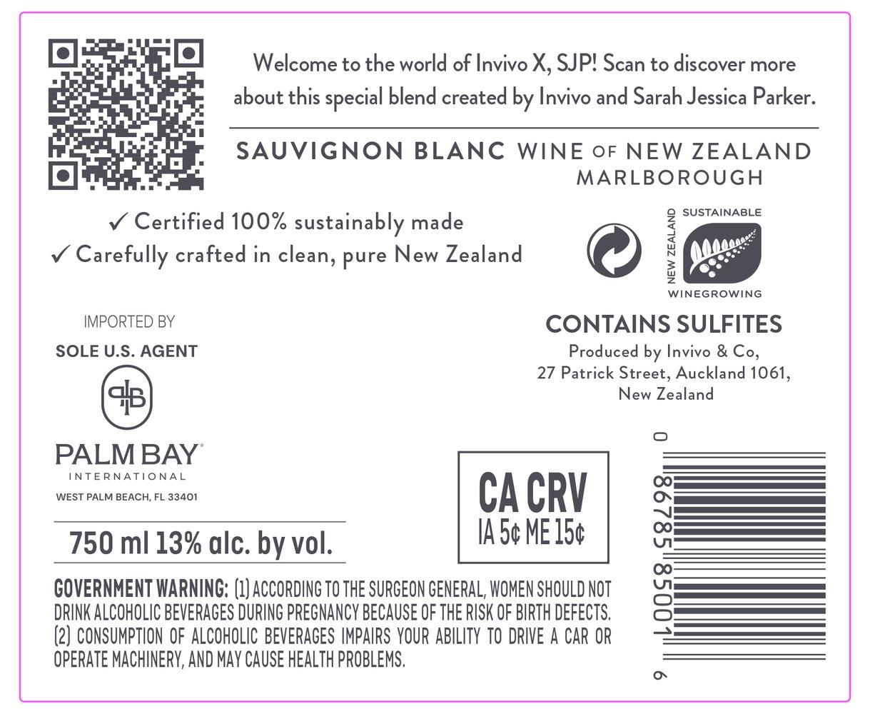 Invivo X, SJP Sauvignon Blanc 2025 - Back Label