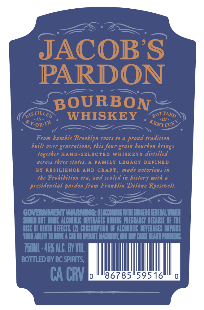 Jacob's Pardon Bourbon NV - Back Label
