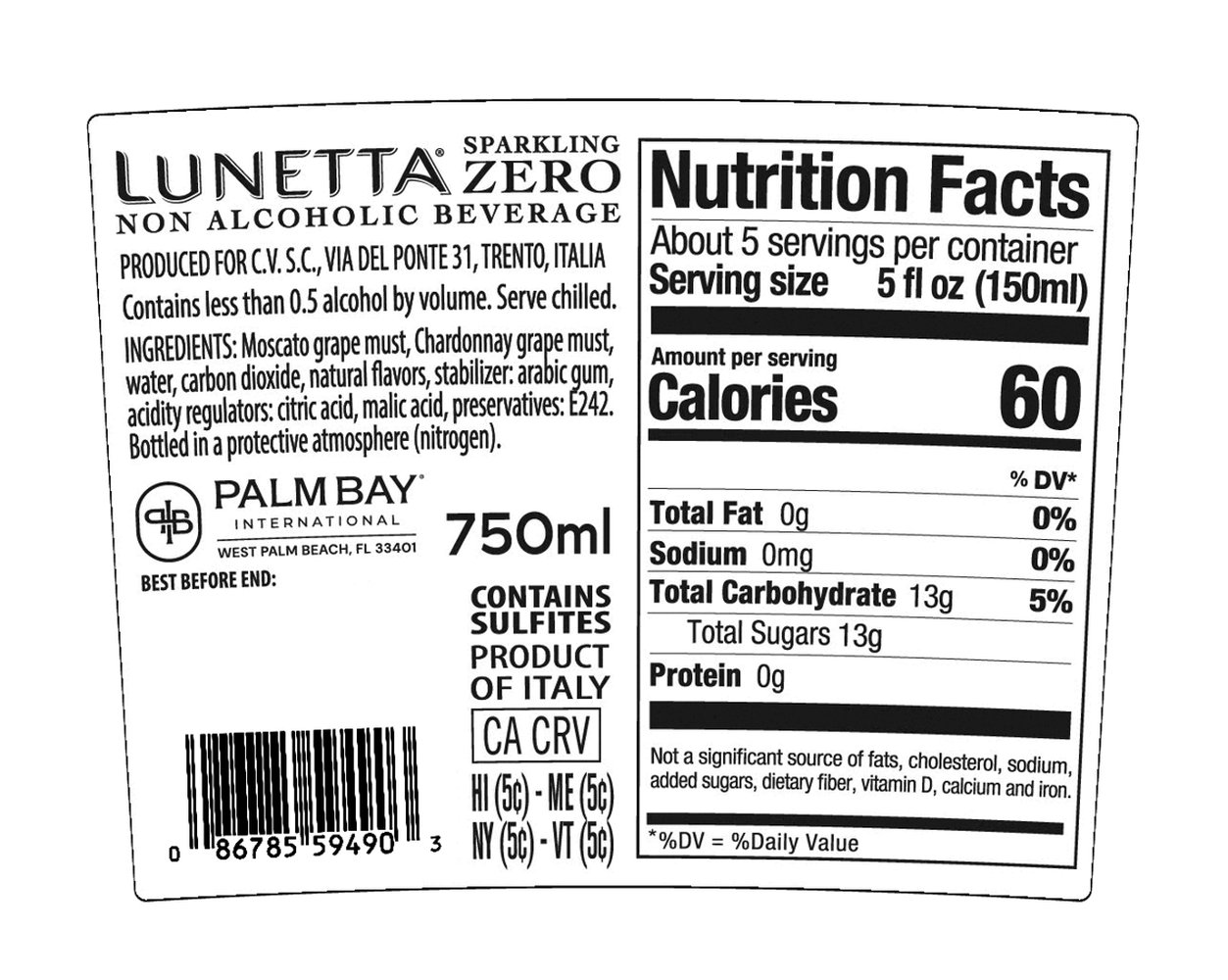 Lunetta Lunetta Zero - Back Label