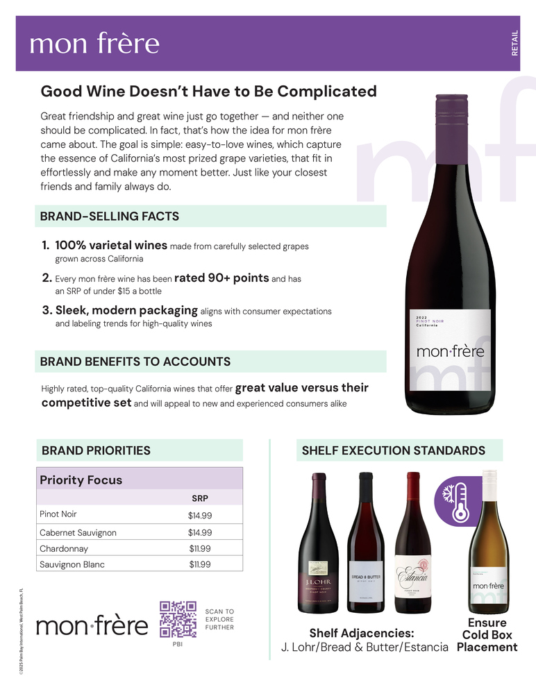 Mon Frère Retail Sell Sheet