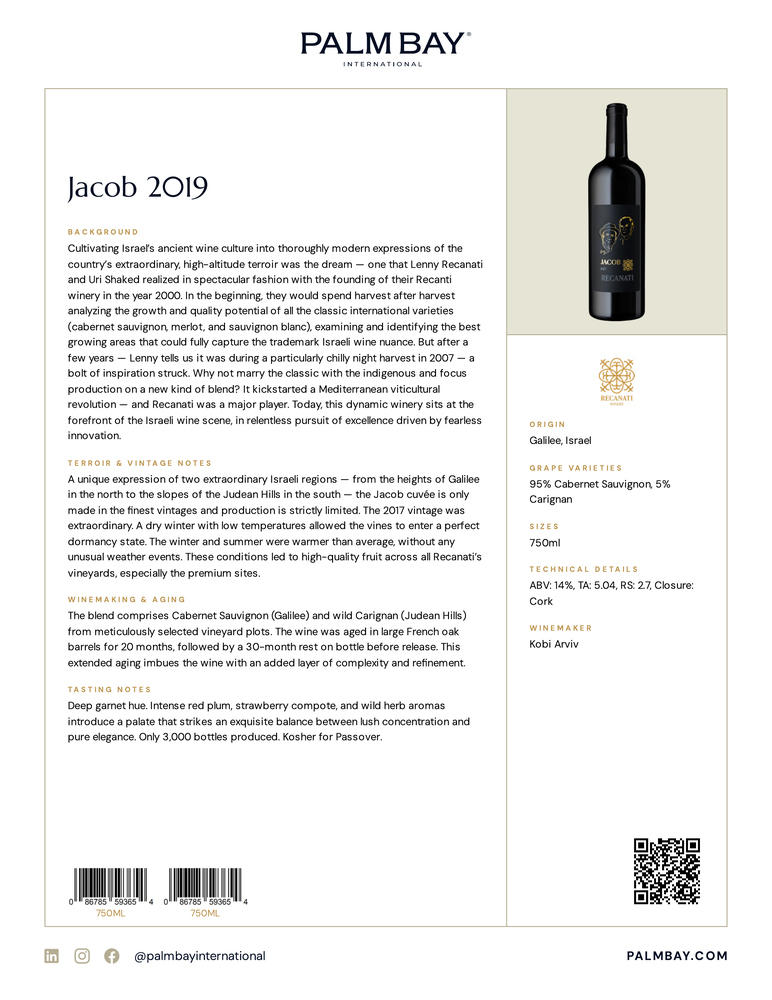 Recanati Jacob 2019 - Tech Sheet