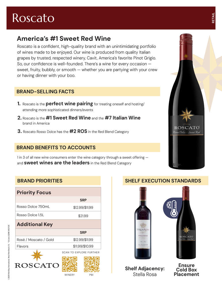 Roscato Retail Sell Sheet