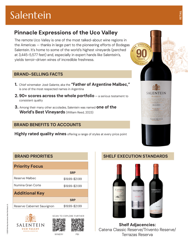 Salentein Retail Sell Sheet