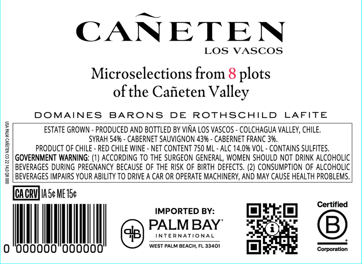 Viña Los Vascos Cañeten 2022 - Back Label