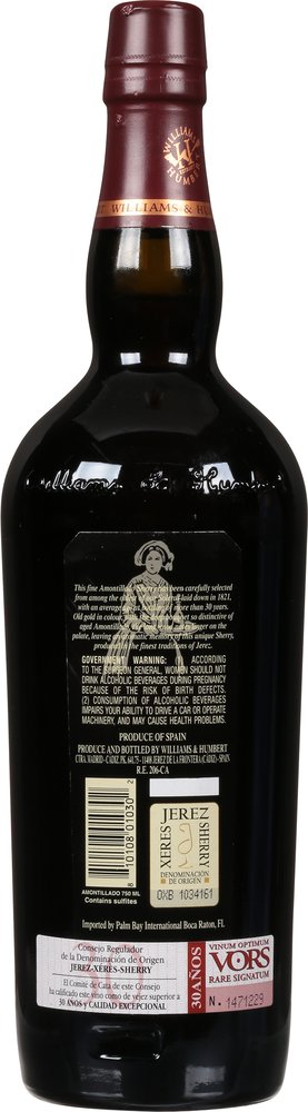 Williams & Humbert Sherries Jalifa 30 Year Old Amontillado - Back Image