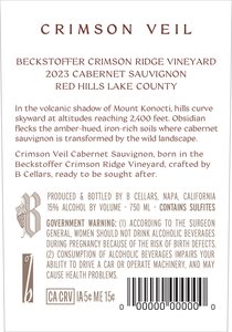 Beckstoffer Crimson Ridge Vineyard Crimson Veil Beckstoffer Crimson Ridge Vineyard Cabernet Sauvignon 2023 - Back Label
