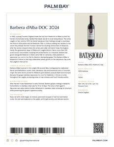 Batasiolo Barbera d'Alba DOC 2024 - Tech Sheet