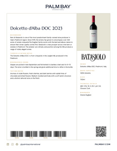 Batasiolo Dolcetto d'Alba DOC 2023 - Tech Sheet