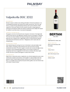 Bertani Valpolicella DOC 2022 - Tech Sheet
