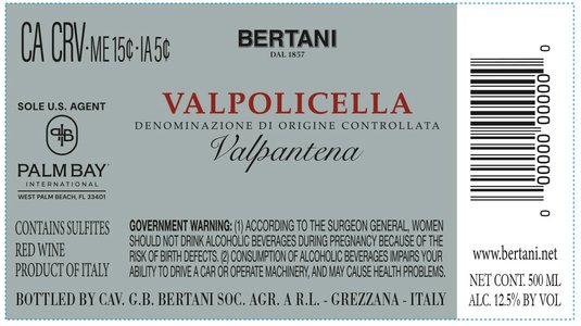 Bertani Valpolicella Valpantena DOC 2024 - Back Label