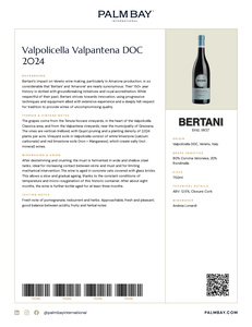 Bertani Valpolicella Valpantena DOC 2024 - Tech Sheet