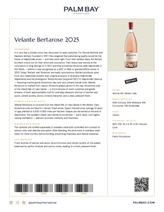 Bertani Velante Bertarose 2025 - Tech Sheet
