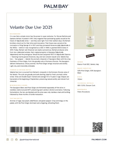 Bertani Velante Due Uve 2025 - Tech Sheet