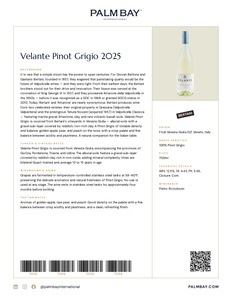Bertani Velante Pinot Grigio 2025 - Tech Sheet