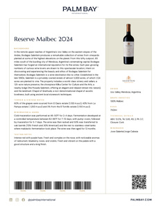 Bodegas Salentein Reserve Malbec 2024 - Tech Sheet