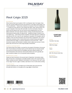 Cantina Puiatti Pinot Grigio 2025 - Tech Sheet