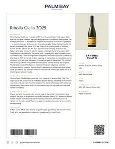 Cantina Puiatti Ribolla Gialla 2025 - Tech Sheet