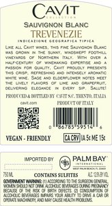 Cavit Sauvignon Blanc 2025 - Back Label