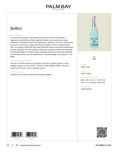 Cipriani Drinks Bellini - Tech Sheet