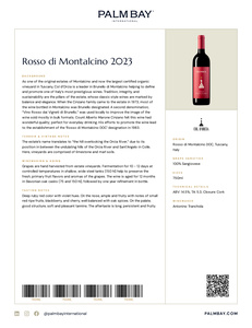 Col d’Orcia Rosso di Montalcino 2023 - Tech Sheet