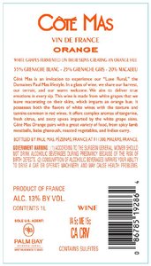 Côté Mas Orange Vin de France 2024 - Back Label