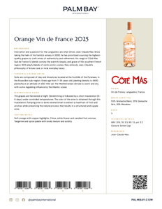 Côté Mas Orange Vin de France 2025 - Tech Sheet