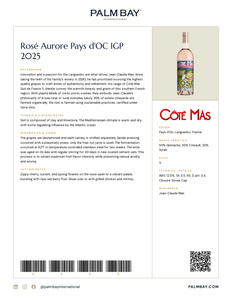 Côté Mas Rosé Aurore Pays d'OC IGP 2025 - Tech Sheet