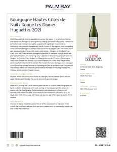 Domaine Bertagna Bourgogne Hautes Côtes de Nuits Rouge Les Dames Huguettes 2021 - Tech Sheet