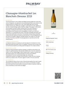Domaine Coffinet-Duvernay Chassagne-Montrachet Les Blanchots Dessous 2021 - Tech Sheet