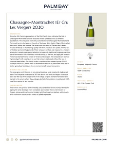 Domaine Fernand et Laurent Pillot Chassagne-Montrachet 1Er Cru Les Vergers 2020 - Tech Sheet