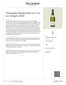 Domaine Fernand et Laurent Pillot Chassagne-Montrachet 1er Cru Les Vergers 2021 - Tech Sheet