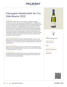 Domaine Fernand et Laurent Pillot Chassagne-Montrachet 1er Cru Vide-Bourse 2021 - Tech Sheet