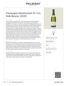 Domaine Fernand et Laurent Pillot Chassagne-Montrachet 1Er Cru Vide-Bourse 2020 - Tech Sheet