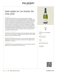 Domaine Fernand et Laurent Pillot Saint-Aubin 1er Cru Sentier Du Clou 2021 - Tech Sheet