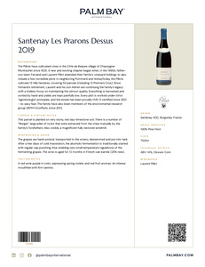 Domaine Fernand et Laurent Pillot Santenay Les Prarons Dessus 2019 - Tech Sheet