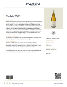 Domaine Jolly et Fils Chablis 2022 - Tech Sheet