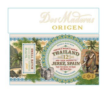 Dos Maderas Rum Origen Thailand - Front Label